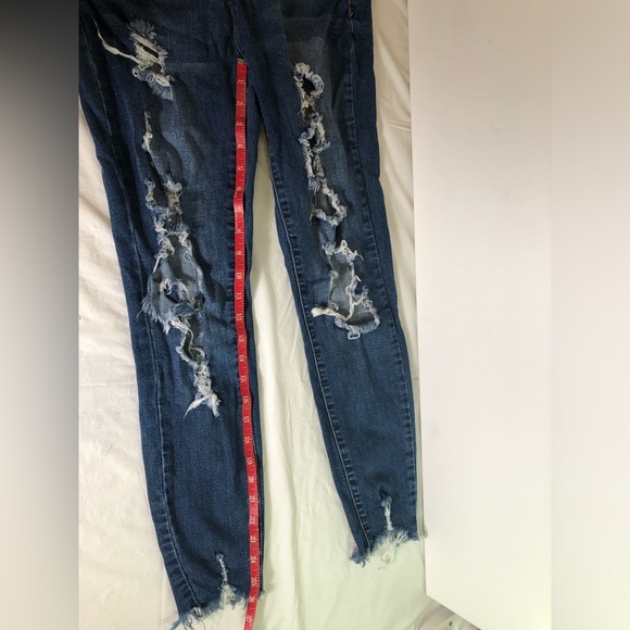 S.O.N.G. Perfect High Rise Skinny Ankle Jeans 9/29 Distressed Skater Rips - Picture 7 of 11